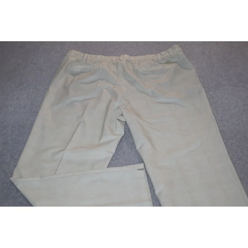 Adidas Golf Pants Mens 42x32 Beige Tan Flat Front Performance Stretch **
